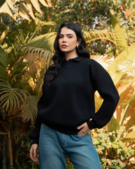 Black Polo-sweatshirt