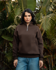 Brown Quarter-zip sweatshirt