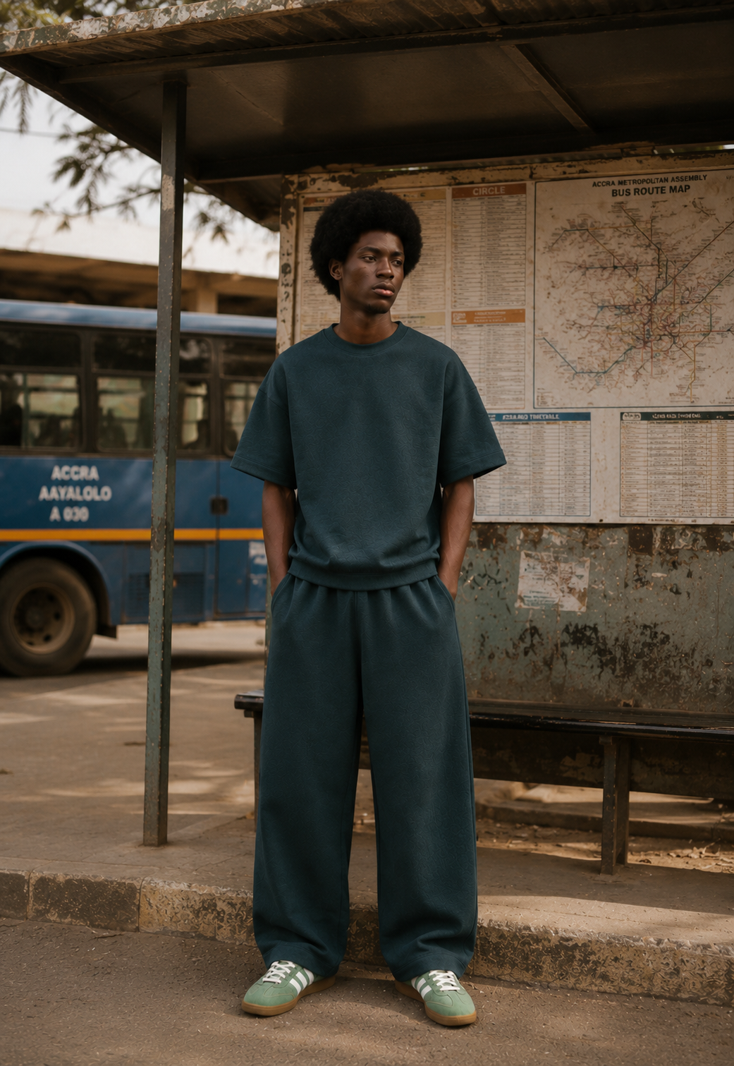 Relaxed-fit dark green