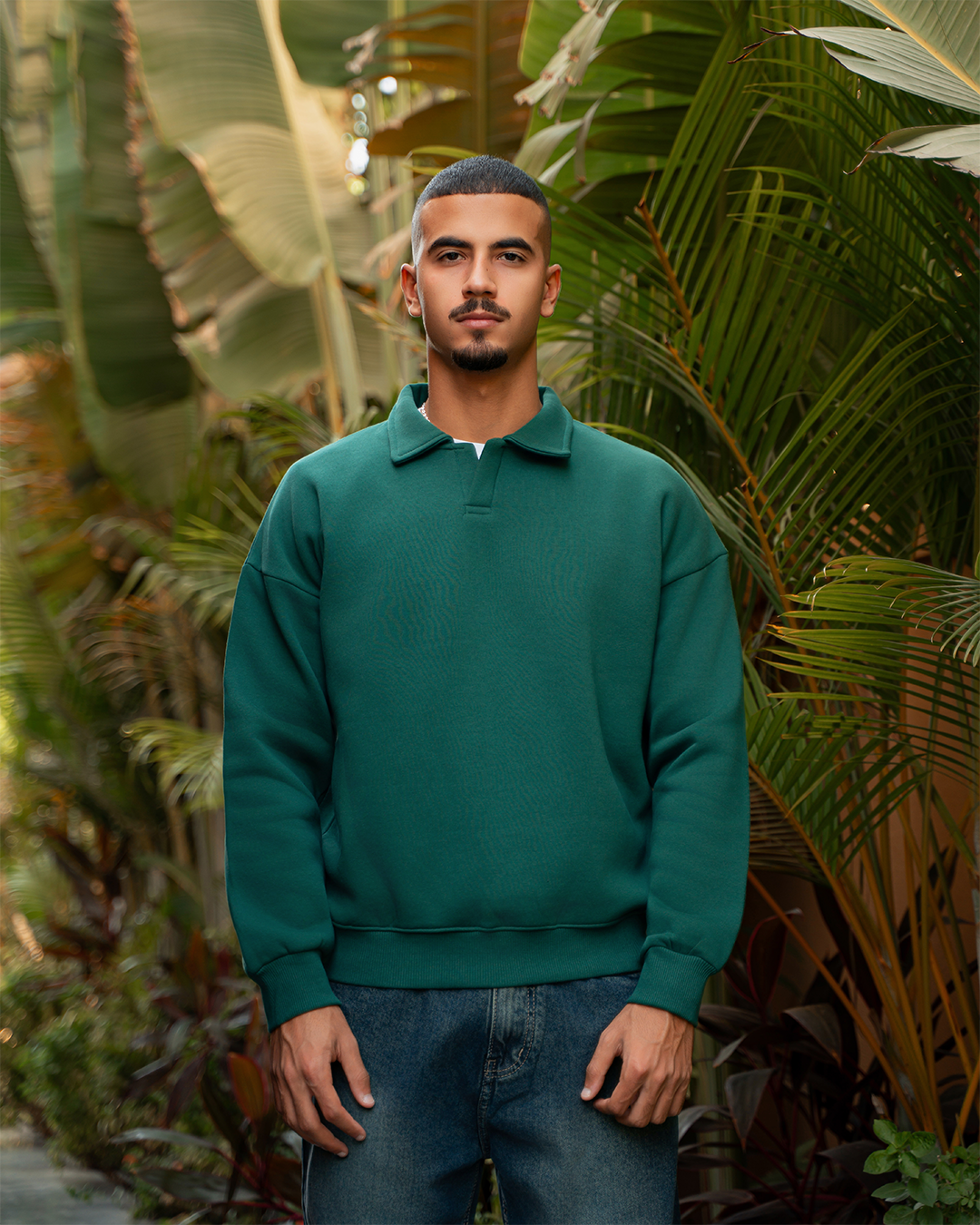 GREEN Polo-sweatshirt