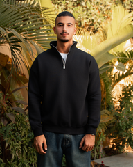 Black Quarter-zip sweatshirt