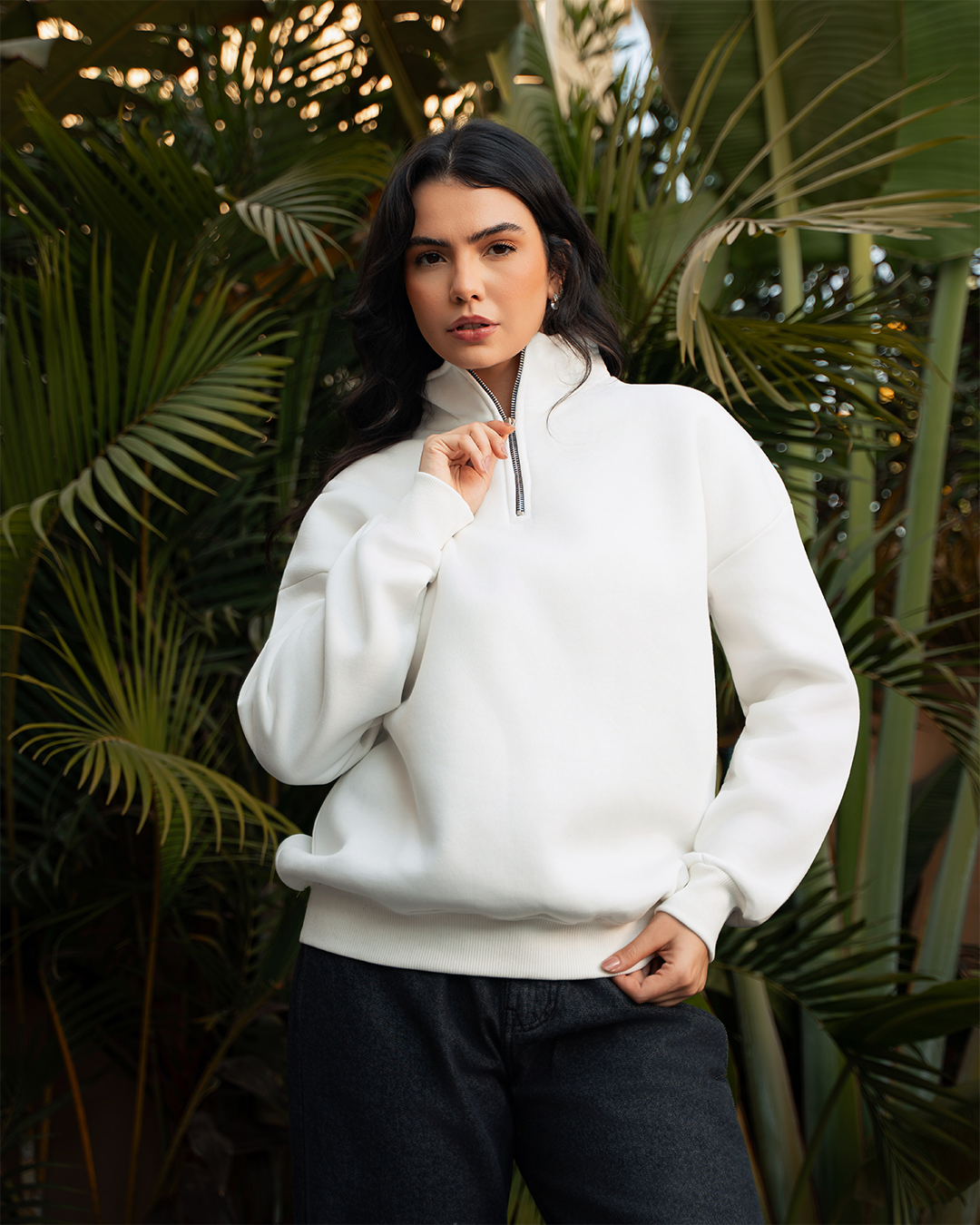 White Quarter-zip sweatshirt